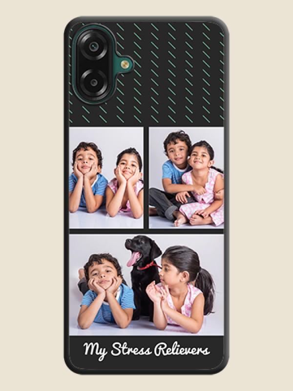 Cross Dotted Pattern with 2 Image Holder On Space Black Custom Soft Matte Mobile Back Cover - Samsung Galaxy M17e