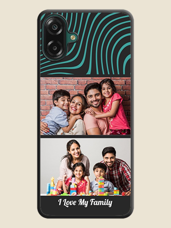 Wave Pattern with 2 Image Holder On Space Black Custom Soft Matte Mobile Back Cover - Samsung Galaxy M17e