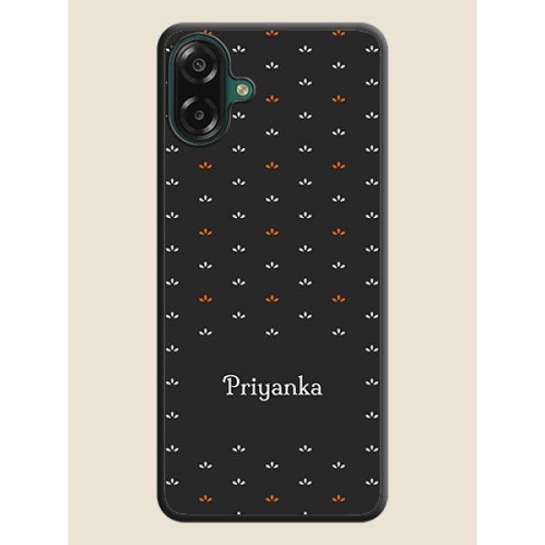 Simple Pattern With Custom Text On Space Black Custom Soft Matte Mobile Back Cover - Samsung Galaxy M17e