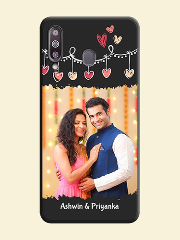 Pink Love Hangings with Name on Space Black Custom Soft Matte Phone Cases - Galaxy M30