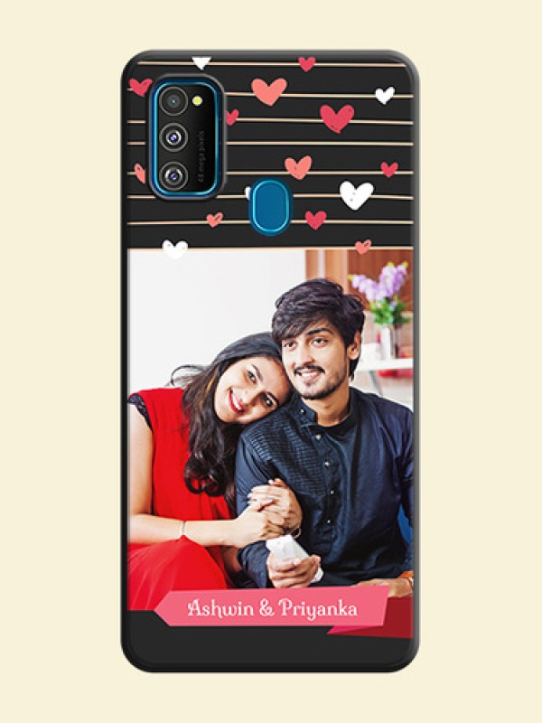 Love Pattern with Name on Pink Ribbon  - Photo on Space Black Soft Matte Back Cover - Galaxy M30S