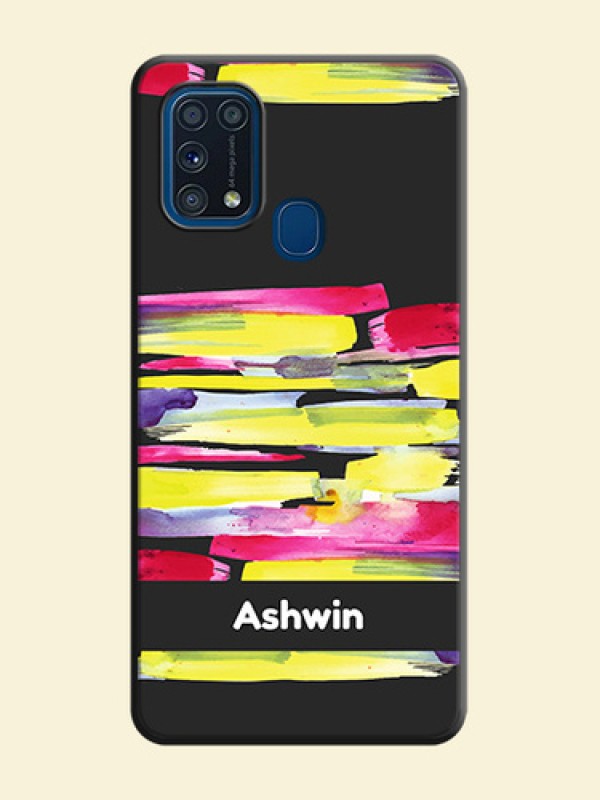 Brush Coloured on Space Black Personalized Soft Matte Phone Covers - Galaxy M31 Prime Edfition
