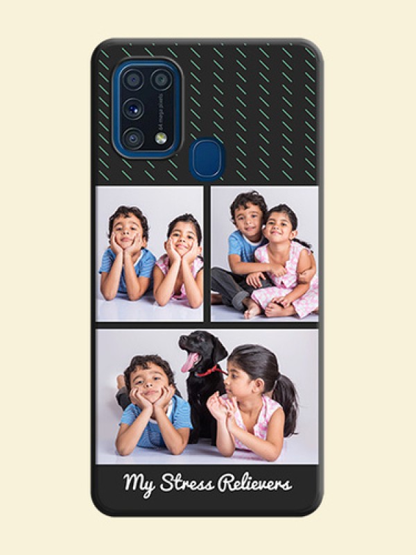 Cross Dotted Pattern with 2 Image Holder  on Personalised Space Black Soft Matte Cases - Galaxy M31 Prime Edfition