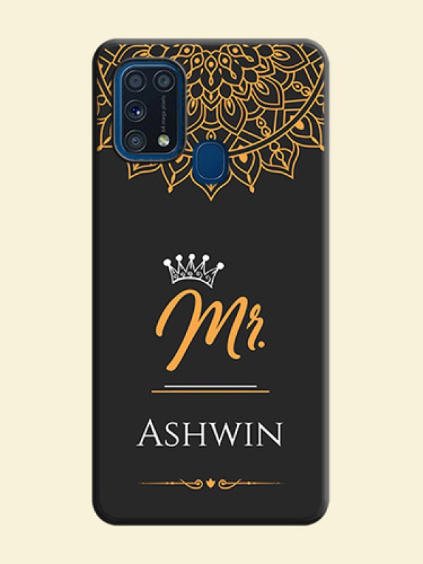 Mr Name with Floral Design  on Personalised Space Black Soft Matte Cases - Galaxy M31 Prime Edfition