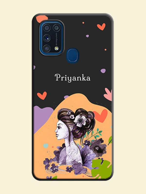 Namecase For Her With Fancy Lady Image On Space Black Personalized Soft Matte Phone Covers -Samsung Galaxy M31 Prime Edition
