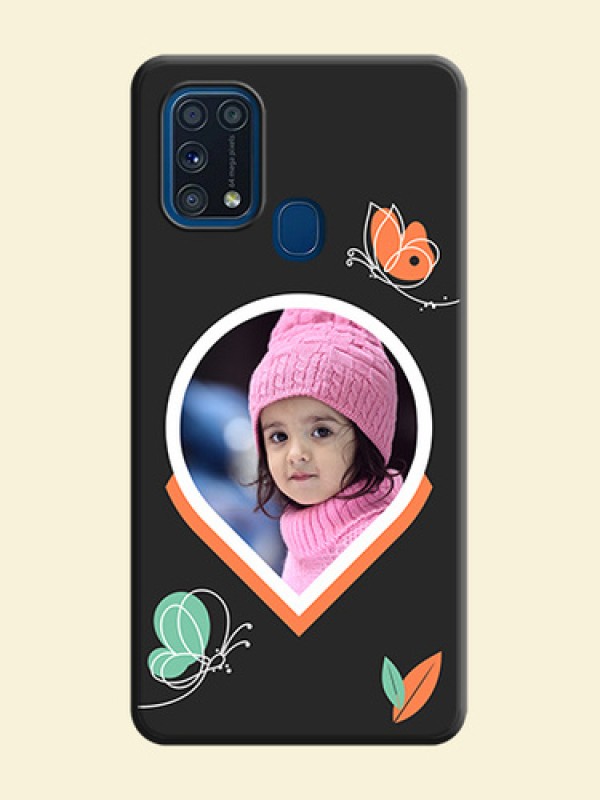 Upload Pic With Simple Butterly Design On Space Black Personalized Soft Matte Phone Covers -Samsung Galaxy M31 Prime Edition