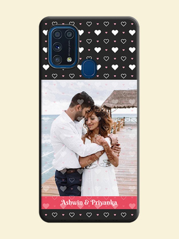 White Color Love Symbols with Text Design - Photo on Space Black Soft Matte Phone Cover - Galaxy M31
