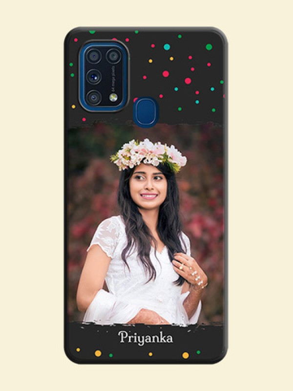 Multicolor Dotted Pattern with Text on Space Black Custom Soft Matte Phone Back Cover - Galaxy M31