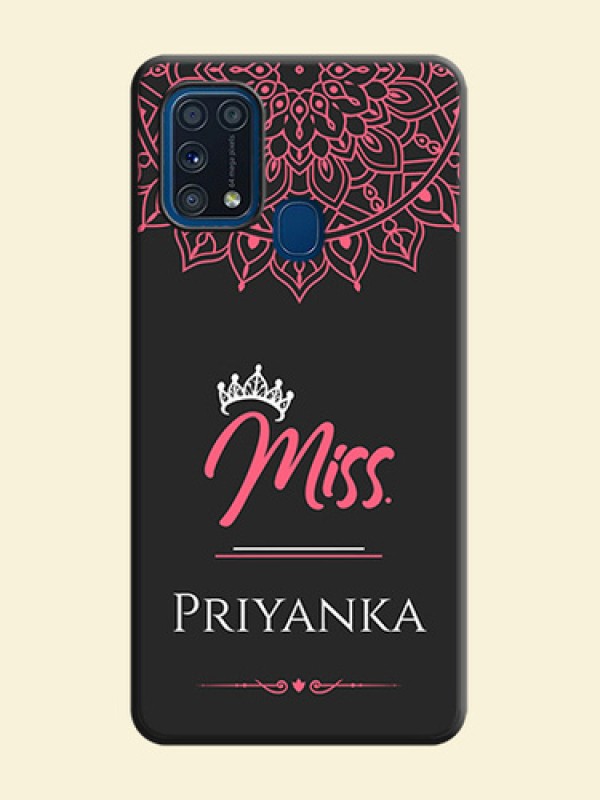 Mrs Name with Floral Design on Space Black Personalized Soft Matte Phone Covers - Galaxy M31