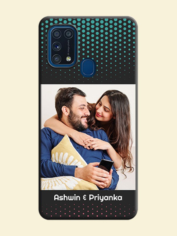 Faded Dots with Grunge Photo Frame and Text on Space Black Custom Soft Matte Phone Cases - Galaxy M31