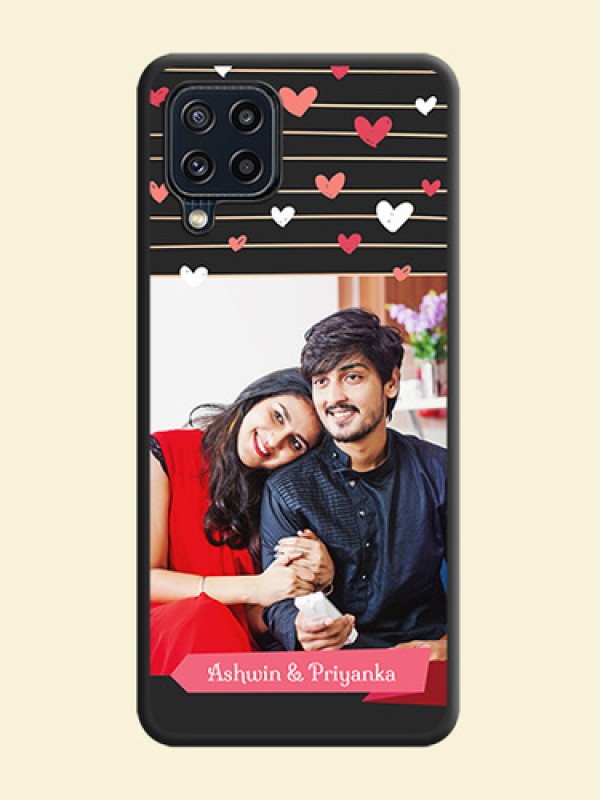 Love Pattern with Name on Pink Ribbon  on Photo on Space Black Soft Matte Back Cover - Galaxy M32 4G Prime Edition