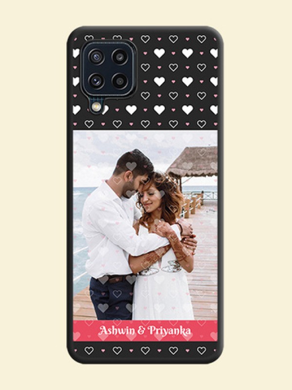 White Color Love Symbols with Text Design on Photo on Space Black Soft Matte Phone Cover - Galaxy M32 4G Prime Edition