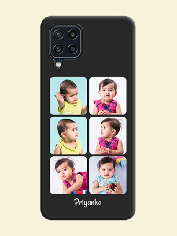 Floral Art with 6 Image Holder on Photo on Space Black Soft Matte Mobile Case - Galaxy M32 4G Prime Edition