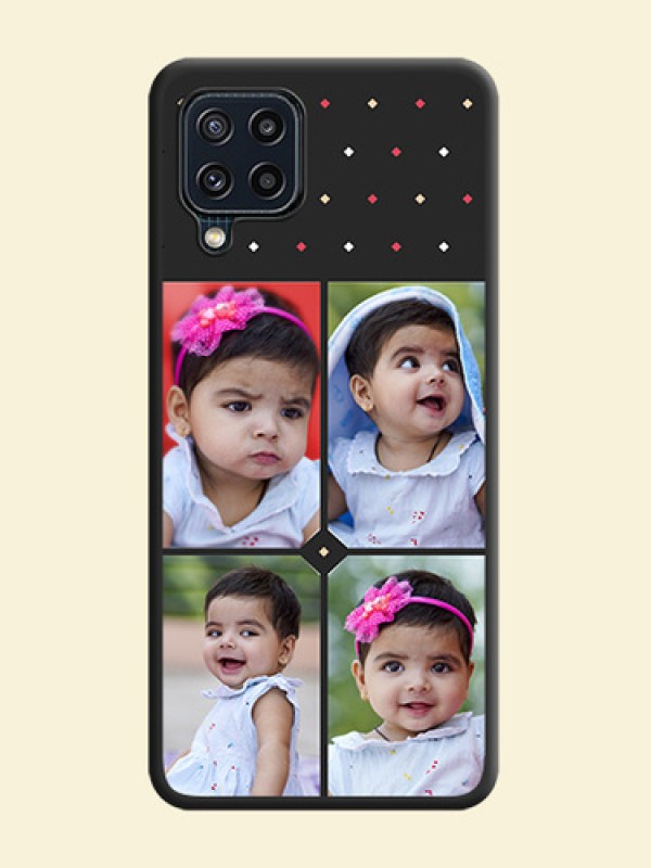 Multicolor Dotted Pattern with 4 Image Holder on Space Black Custom Soft Matte Phone Cases - Galaxy M32 4G Prime Edition