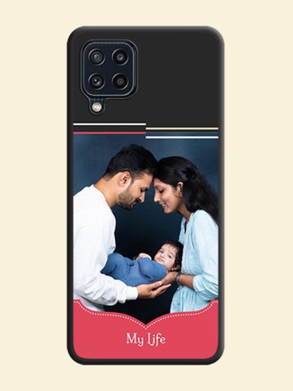 Classic Plain Design with Name on Photo on Space Black Soft Matte Phone Cover - Galaxy M32 4G Prime Edition
