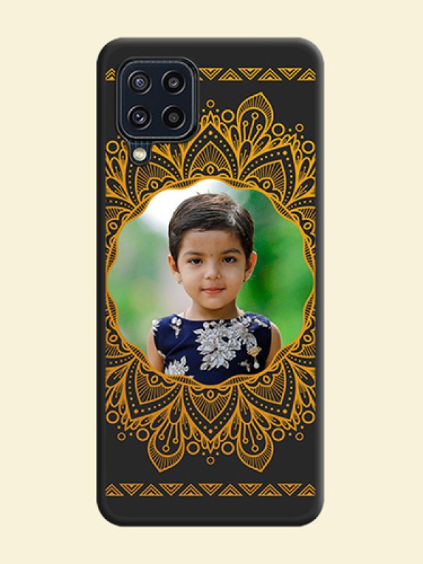 Round Image with Floral Design on Photo on Space Black Soft Matte Mobile Cover - Galaxy M32 4G Prime Edition