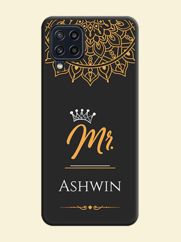 Mr Name with Floral Design  on Personalised Space Black Soft Matte Cases - Galaxy M32 4G Prime Edition