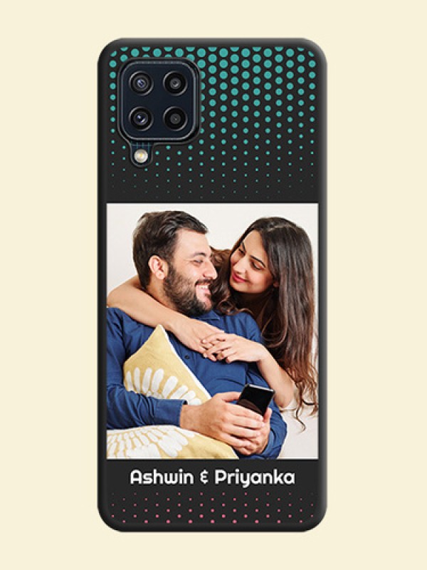 Faded Dots with Grunge Photo Frame and Text on Space Black Custom Soft Matte Phone Cases - Galaxy M32 4G Prime Edition
