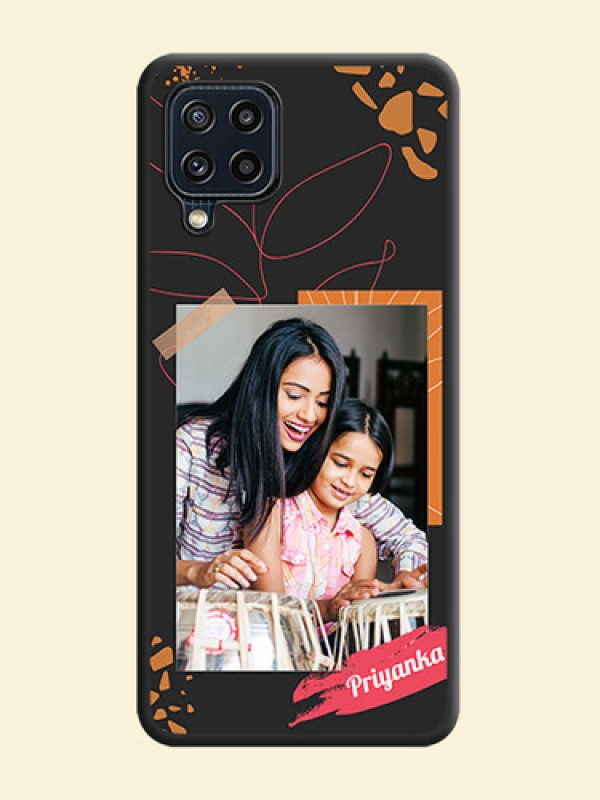 Orange Photo Frame on Space Black Custom Soft Matte Phone Back Cover - Galaxy M32 4G Prime Edition