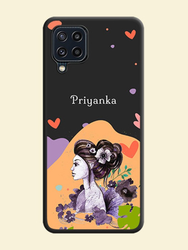 Namecase For Her With Fancy Lady Image On Space Black Personalized Soft Matte Phone Covers -Samsung Galaxy M32 4G Prime Edition