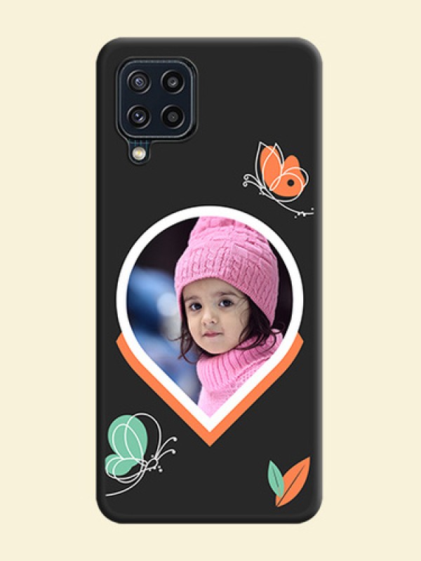 Upload Pic With Simple Butterly Design On Space Black Personalized Soft Matte Phone Covers -Samsung Galaxy M32 4G Prime Edition