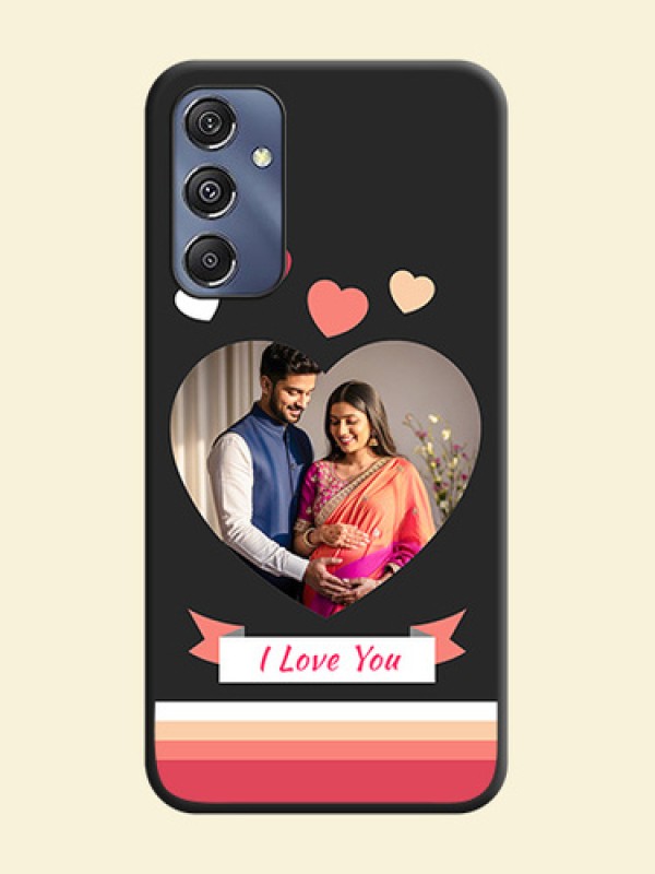 Love Shaped Photo with Colorful Stripes on Personalised Space Black Soft Matte Cases - Galaxy M34 5G