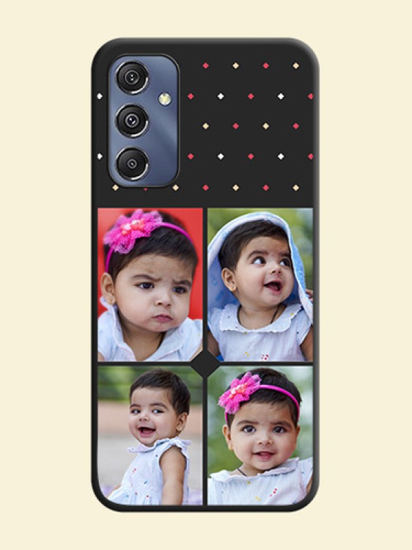 Multicolor Dotted Pattern with 4 Image Holder on Space Black Custom Soft Matte Phone Cases - Galaxy M34 5G
