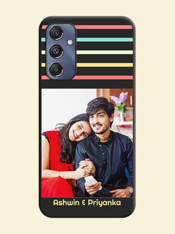 Color Stripes with Photo and Text - Photo on Space Black Soft Matte Mobile Case - Galaxy M34 5G