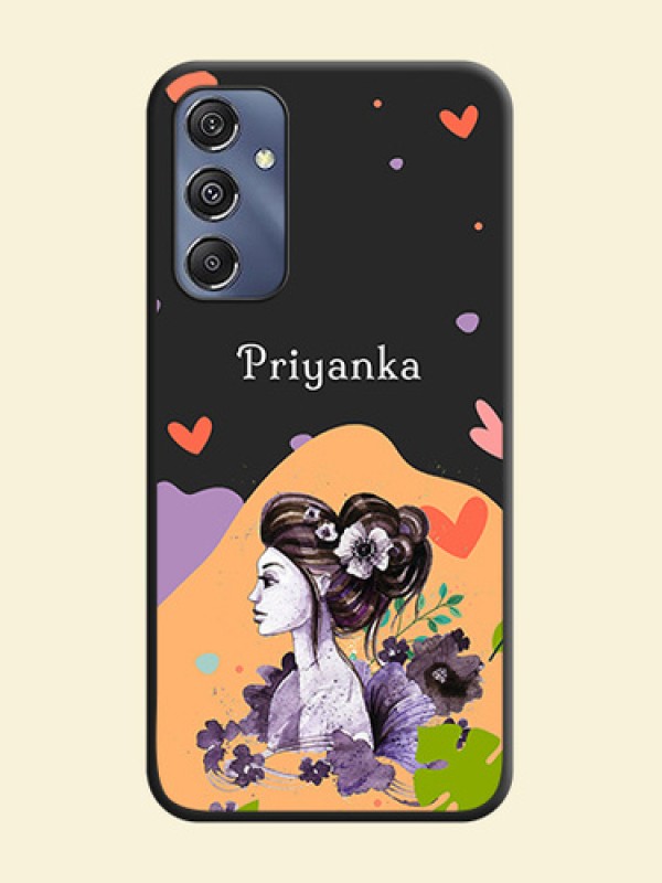 Namecase For Her With Fancy Lady Image On Space Black Personalized Soft Matte Phone Covers - Galaxy M34 5G