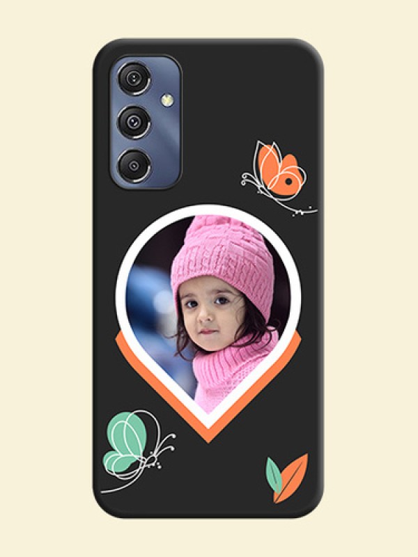 Upload Pic With Simple Butterly Design On Space Black Personalized Soft Matte Phone Covers - Galaxy M34 5G
