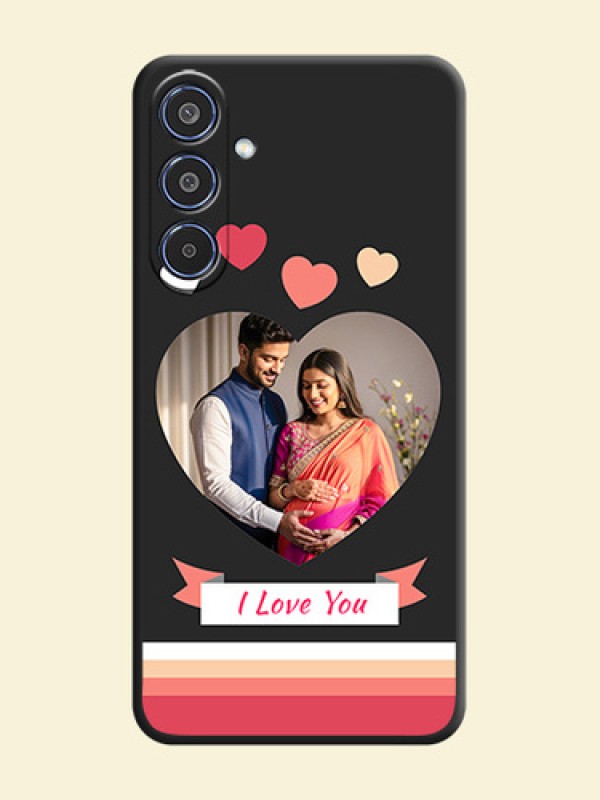Love Shaped Photo with Colorful Stripes On Space Black Custom Soft Matte Mobile Back Cover - Samsung Galaxy M35 5G