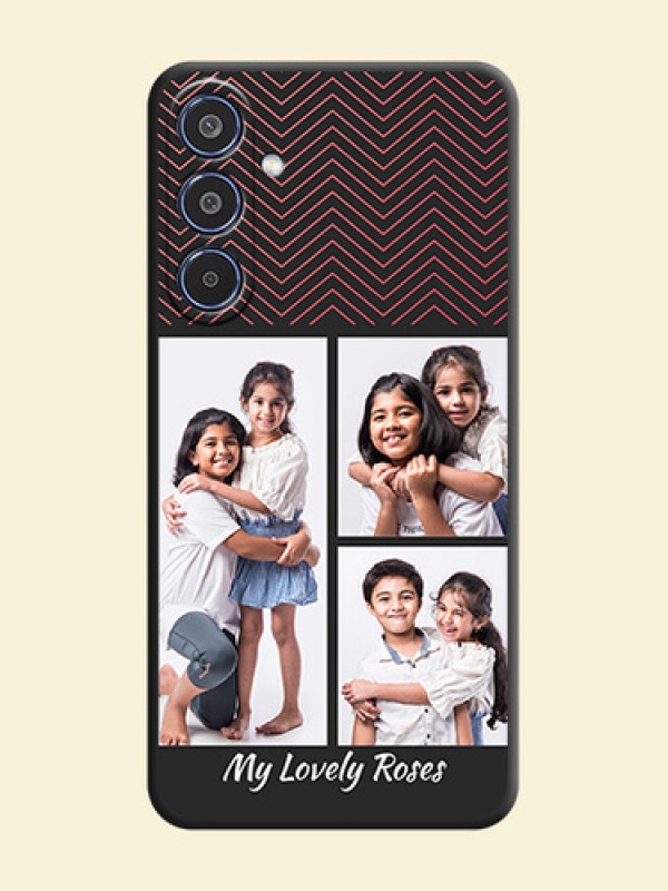 Wave Pattern with 3 Image Holder On Space Black Custom Soft Matte Mobile Back Cover - Samsung Galaxy M35 5G