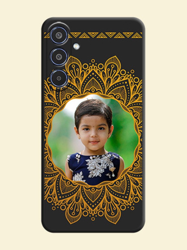 Round Image with Floral Design On Space Black Custom Soft Matte Mobile Back Cover - Samsung Galaxy M35 5G