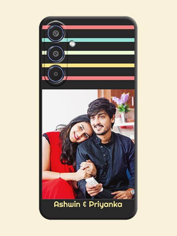 Color Stripes with Photo and Text on Photo On Space Black Custom Soft Matte Mobile Back Cover - Samsung Galaxy M35 5G