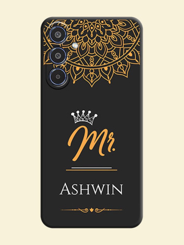 Mr Name with Floral Design On Space Black Custom Soft Matte Mobile Back Cover - Samsung Galaxy M35 5G