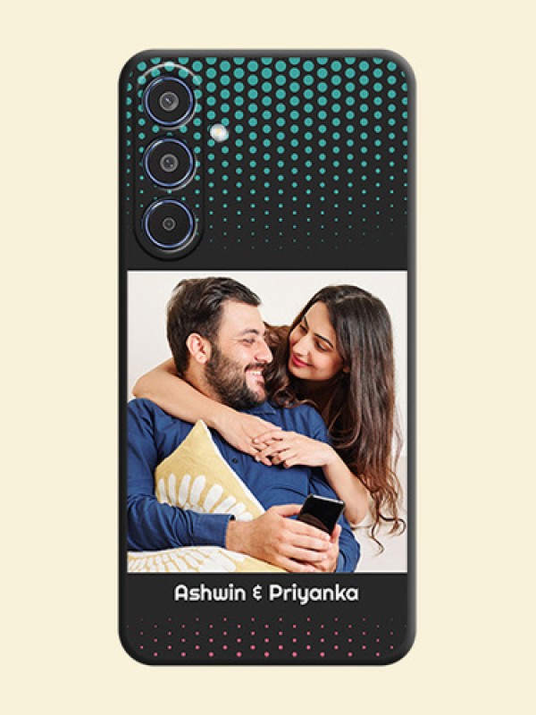 Faded Dots with Grunge Photo Frame and Text On Space Black Custom Soft Matte Mobile Back Cover - Samsung Galaxy M35 5G