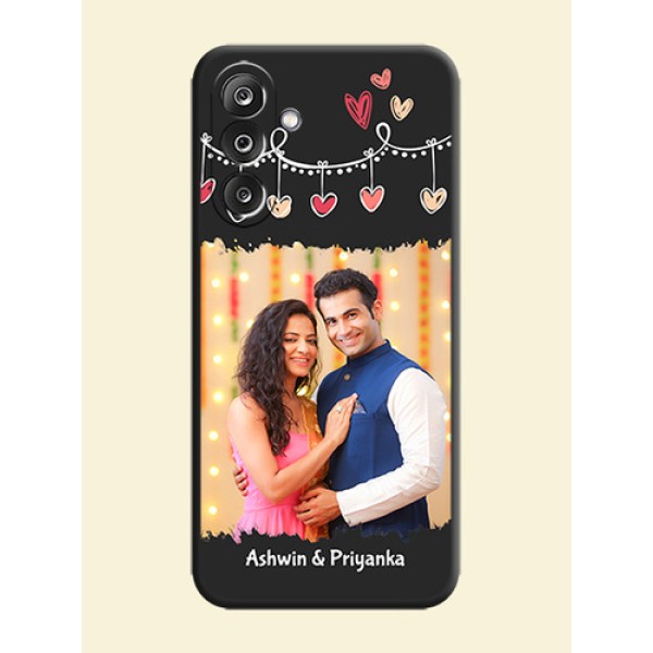 Pink Love Hangings with Name On Space Black Custom Soft Matte Mobile Back Cover - Samsung Galaxy M36 5G Pink Love Hangings with Name On Space Black Custom Soft Matte Mobile Back Cover - Samsung Galaxy M36 5G