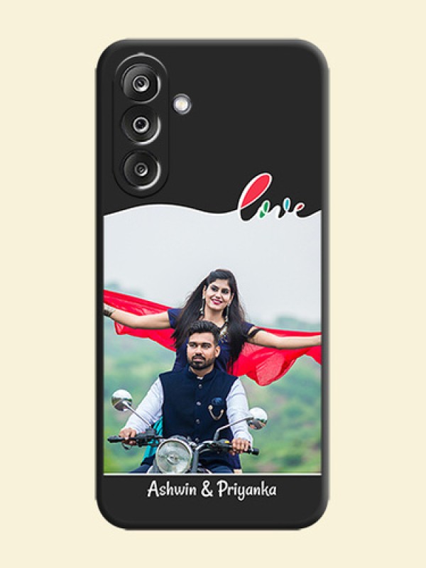 Fall in Love Pattern with Picture on Photo On Space Black Custom Soft Matte Mobile Back Cover - Samsung Galaxy M36 5G