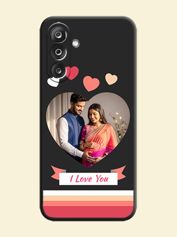 Love Shaped Photo with Colorful Stripes On Space Black Custom Soft Matte Mobile Back Cover - Samsung Galaxy M36 5G
