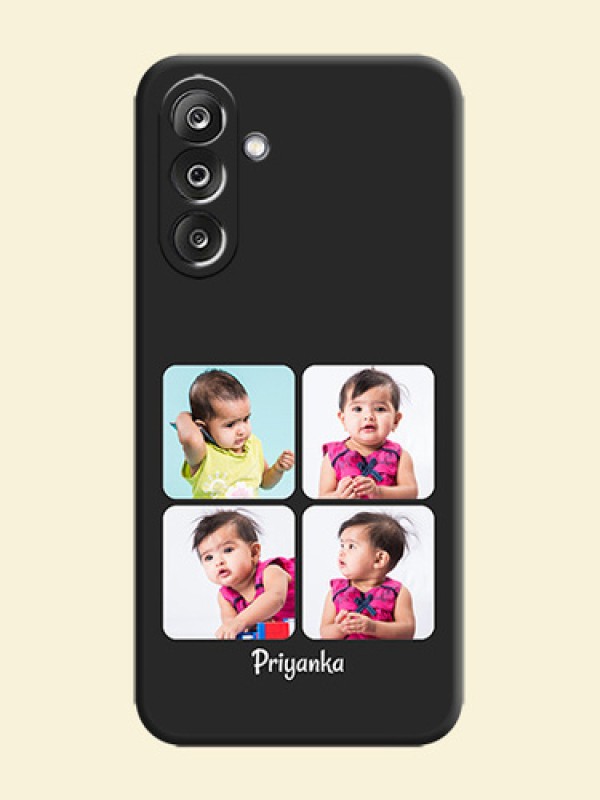 Floral Art with 6 Image Holder on Photo On Space Black Custom Soft Matte Mobile Back Cover - Samsung Galaxy M36 5G
