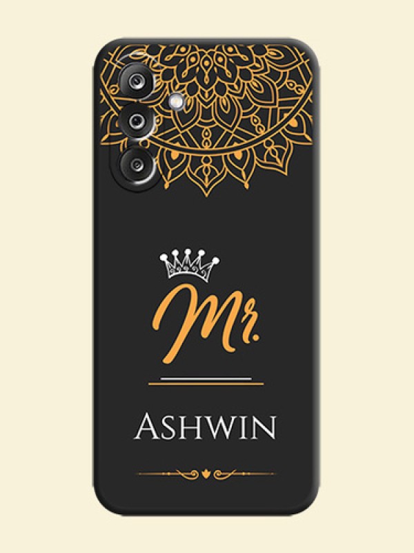 Mr Name with Floral Design On Space Black Custom Soft Matte Mobile Back Cover - Samsung Galaxy M36 5G