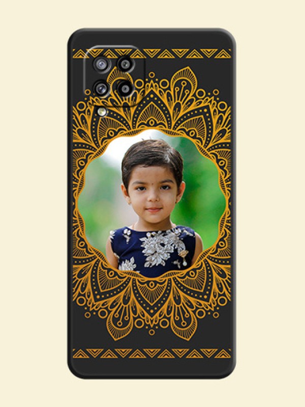 Round Image with Floral Design on Photo on Space Black Soft Matte Mobile Cover - Galaxy M42 5G
