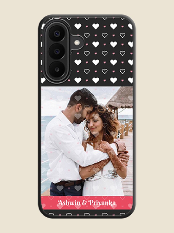 White Color Love Symbols with Text Design on Photo On Space Black Custom Soft Matte Mobile Back Cover - Samsung Galaxy M47 5G