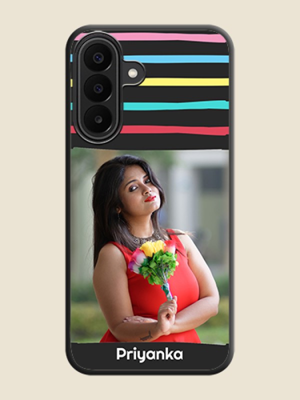 Multicolor Lines with Image On Space Black Custom Soft Matte Mobile Back Cover - Samsung Galaxy M47 5G