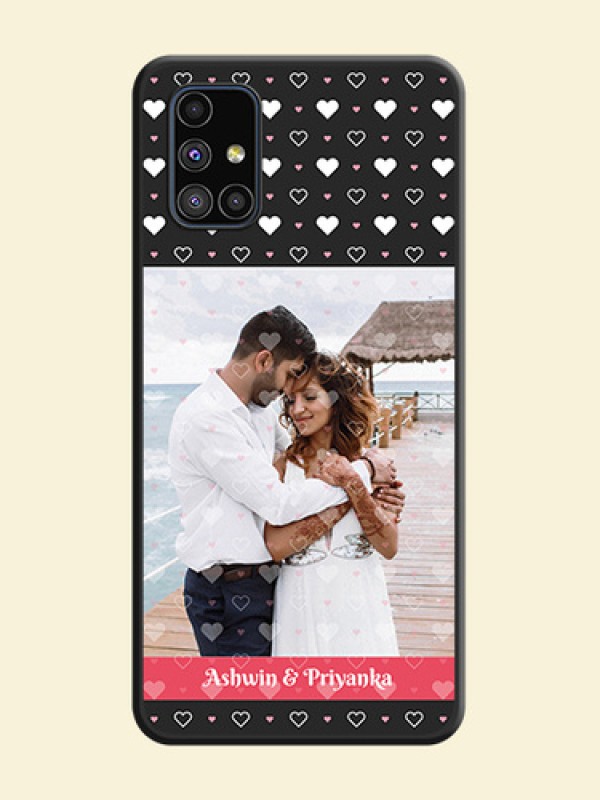 White Color Love Symbols with Text Design on Photo on Space Black Soft Matte Phone Cover - Galaxy M51