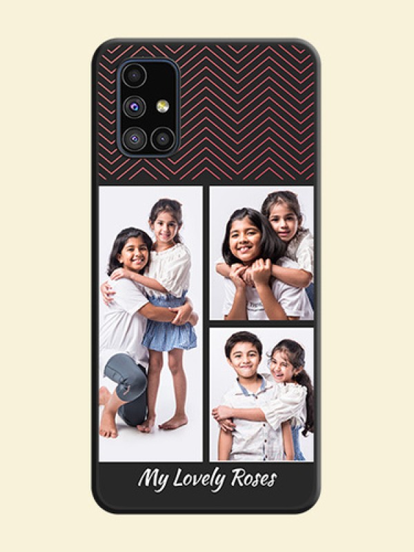 Wave Pattern with 3 Image Holder on Space Black Custom Soft Matte Back Cover - Galaxy M51