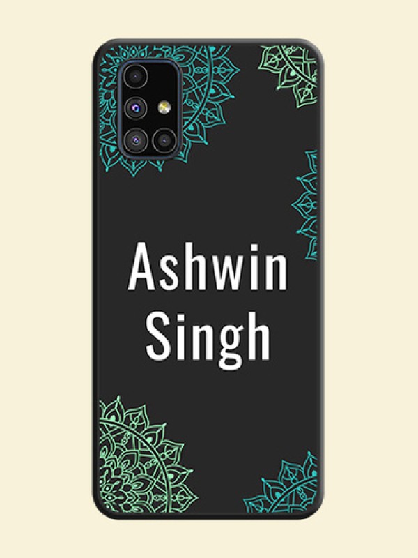Your Name with Floral Design on Space Black Custom Soft Matte Back Cover - Galaxy M51