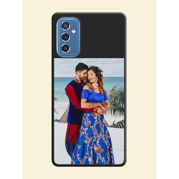 Image Upload With Space Black Color On Custom Soft Matte Mobile Back Cover - Samsung Galaxy M52 5G