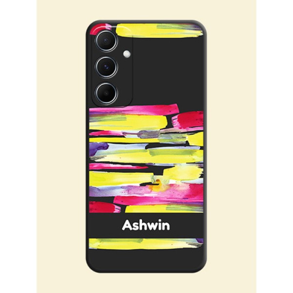 Brush Coloured On Space Black Custom Soft Matte Mobile Back Cover - Galaxy M55 5G Brush Coloured On Space Black Custom Soft Matte Mobile Back Cover - Galaxy M55 5G