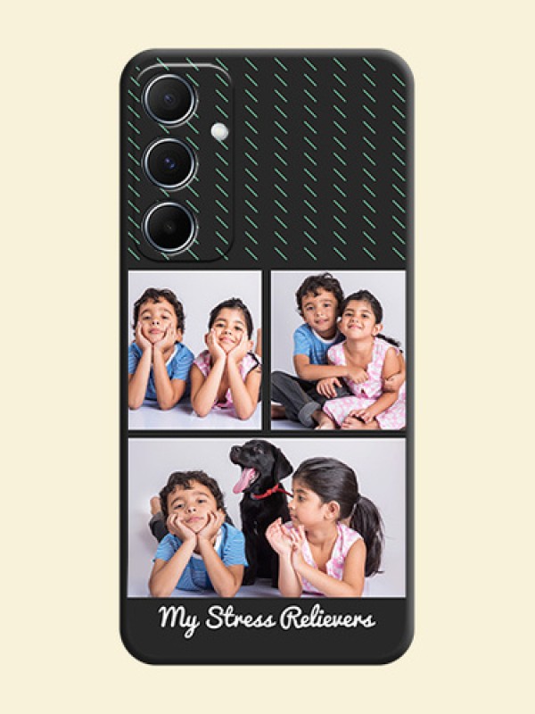 Cross Dotted Pattern with 2 Image Holder On Space Black Custom Soft Matte Mobile Back Cover - Galaxy M55 5G